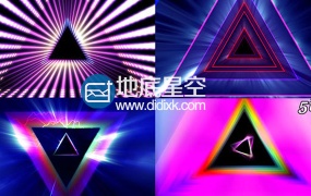 视频素材 LED音乐舞蹈三角形棱镜光线图形动画素材
