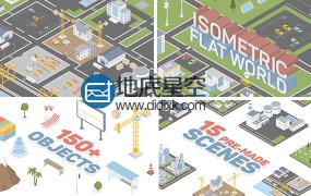 AE模板MG卡通三维城市建筑生态设计等距视图动画