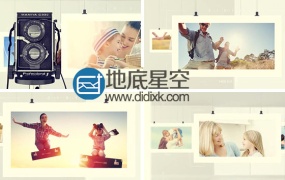 AE模板复古风格优雅唯美悬挂照片幻灯片相册动画