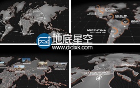 AE模板企业商务地球通宵连接全球互联网科技动画