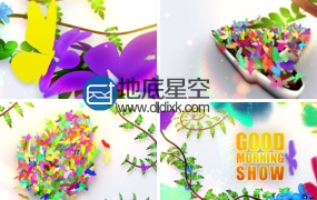 AE模板植物生长蝴蝶飞舞logo演绎片头动画