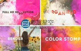 AE模板彩色爆炸动态颜料快闪节奏感标题排版开场片头动画