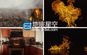 视频素材:554组4K分辨率地面水面燃烧喷发火焰特效合成素材