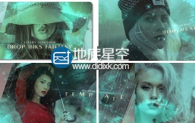 AE模板水墨滴落散开人物介绍婚礼相册电影预告片