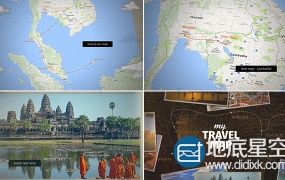 AE模板环球旅行旅游位置路径地点展示动画