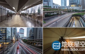 实拍素材:延时摄影人流动和车流线视频素材
