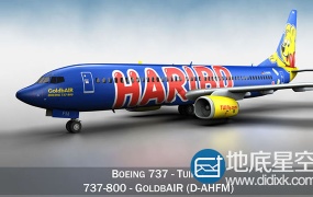 3D模型 波音飞机CubeBrush – Boeing 737-800 GoldbAIR