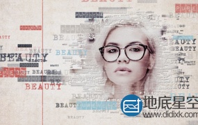 AE模板复古风格线性打印人物肖像图片文字开场片头