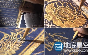 实拍视频:鎏金毛笔工笔画美女图绘制视频