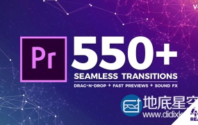 Premiere模板:550+无缝转场过渡标题文字特效动画