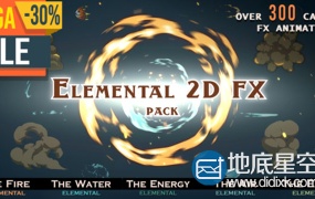 视频素材:300组2D二维卡通风格FX特效液体水火花烟雾光效动画元素