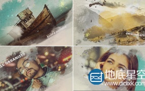 AE模板水墨油漆水彩滴落遮罩图片动画