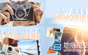 AE模板3D显示生日纪念日专辑照片家庭假期旅游相册动画