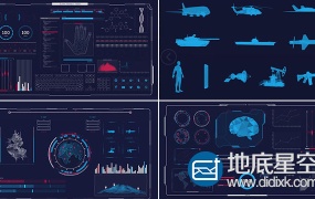 AE模板180组HUD UI界面高科技信息图表科幻屏幕用户界面动画元素