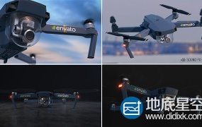 AE模板小型无人机大疆御飞机飞行logo标志演绎片头动画