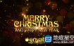 AE模板金黄色的粒子圣诞节新年快乐片头文字动画Christmas Wishes