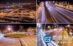 视频素材：航拍城市夜景车流穿梭