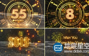 AE模板2019新年倒计时圣诞节烟花年终派对片头动画