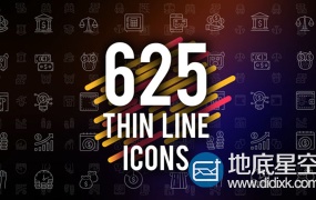 AE模板-625+扁平化简约线条图标ICON社交网络等动画