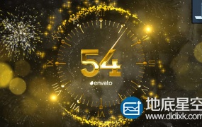 AE模板-金色的时钟2019新年倒计时片头动画