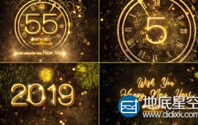 AE模板-颁奖典礼庆祝活动跨年2019新年倒数60秒倒计时时钟片头