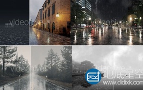 视频素材:20组真实的下雨场景素材(带alpha透明通道+AE工程)