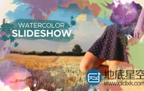 AE模板-时尚水墨滴落水彩旅游度假视差相册动画Watercolor Parallax Slideshow