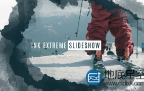 AE模板:油漆水墨像素旅游体育滑雪视频动画Ink Extreme Slideshow