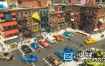 3D模型：城市低多边形楼房人物模型