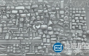 3D模型:机械零部件3D模型3DExport – 3D Kitbash – 268 metal piece parts