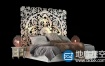 3D模型：东方风格床模型Krovat Bed in Oriental Style 3d Model
