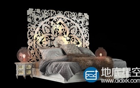 3D模型:东方风格床模型Krovat Bed in Oriental Style 3d Model