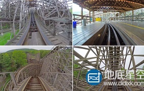 视频素材:4K超清实拍游乐园第一人视角过山车视频