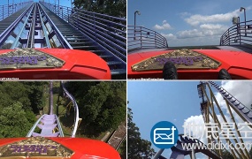 视频素材:实拍第一人视角过山车游乐园视频