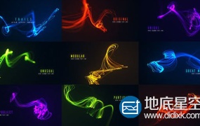 AE模板-抽象的粒子光线背景文字标题宣传片 Particle Titles Trails