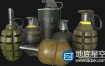 3D模型：手雷手榴弹烟雾弹低多边形模型 CGTrader – Grenades Pack Low-poly 3D model