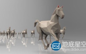 3D模型:低多边形马模型 CGTrader – Low poly running horses – 23pcs posed Low-poly 3D model
