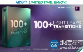 PR预设-101种漂亮耀斑漏光炫光视频转场动画Light Leaks Transitions MOGRT