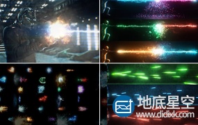 视频素材:115个科幻电影能量波冲击魔法武器开枪光线火焰特效4K素材