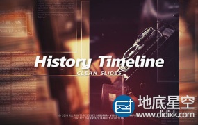 AE模板-玻璃质感的历史记录时间表简介图片幻灯片-History Timeline – Clean Slides