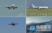视频素材：实拍国内航空公司机场飞机起飞降落滑行空中飞行
