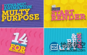 AE模板-3D立体多彩文字标题MG字幕排版动画Kinetic Typography Pack