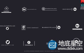 AE模板-12组创意方框文字标题排版简单Logo动画 Logo Titles V3