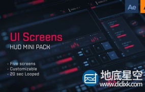 AE模板-科技感HUD计算机科幻屏幕界面UI元素动画 HUD UI Screens