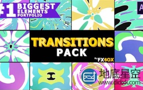 AE模板-多彩卡通手绘流动液体转场过渡动画元素 Colorful Cartoon Transitions