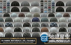 Substance Painter布料材质预设 Gumroad – 56 Fabric Materials