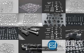 3D模型:科幻风格硬面零部件 All Kitbash Collection UV’ed FBX only