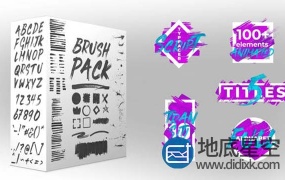 AE模板-笔刷油渍水墨中国风水彩标题文字书写转场动画 Brush Pac