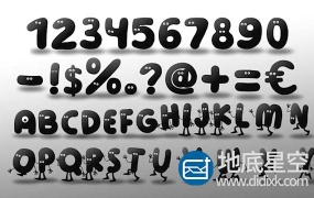 AE模板-卡通字母人物数字排列logo展示动画