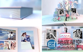AE模版-唯美清新3D翻书风格婚礼相册